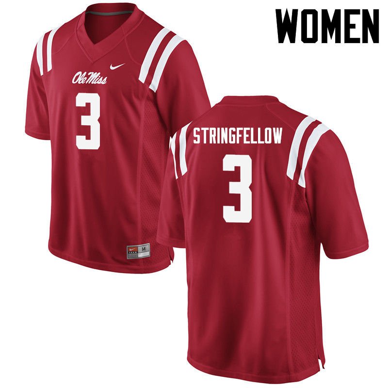 Damoreea Stringfellow Ole Miss Rebels NCAA Women's Red #3 Stitched Limited College Football Jersey IHA6858QR